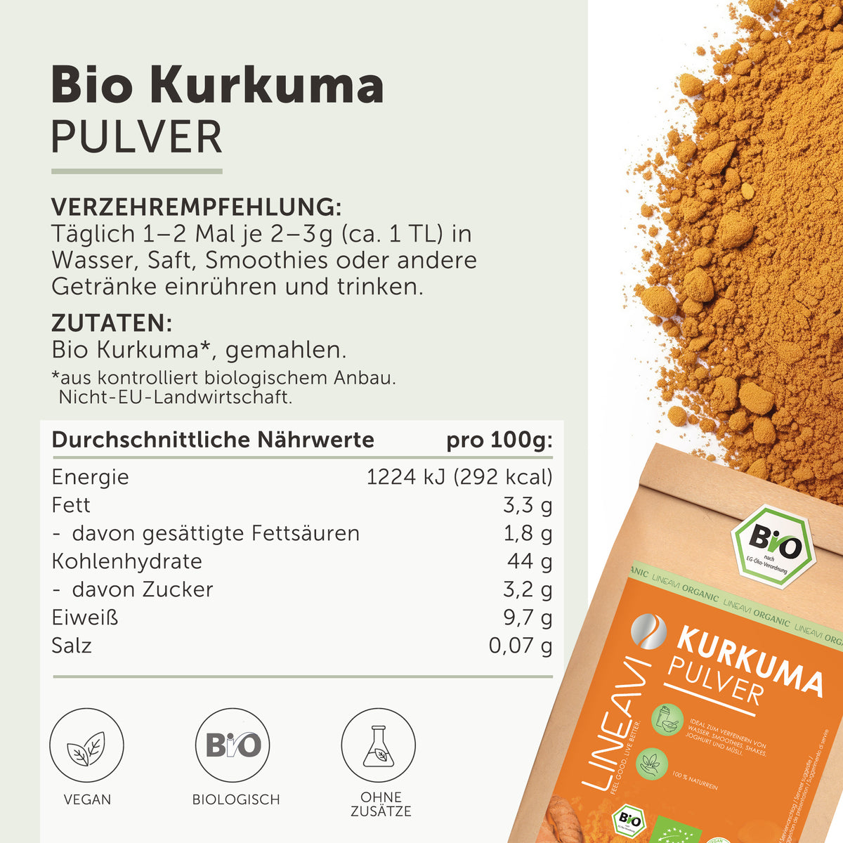 Doppelpack: Bio Kurkumapulver (2x1000g)