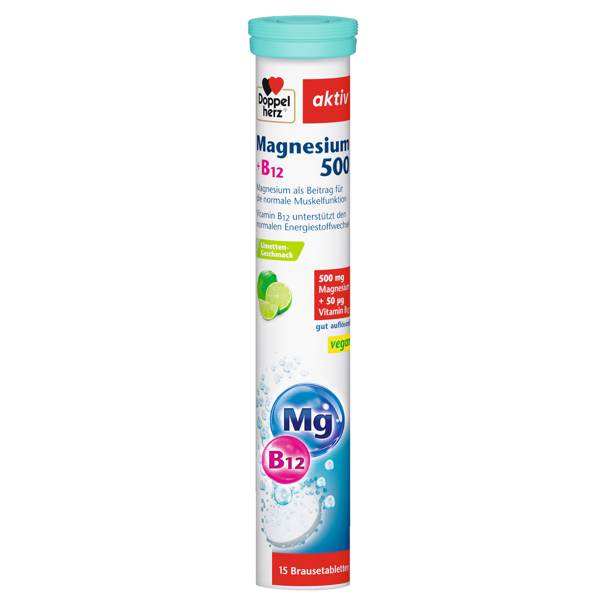 Magnesium 500 + B12 (15 Brausetabletten)