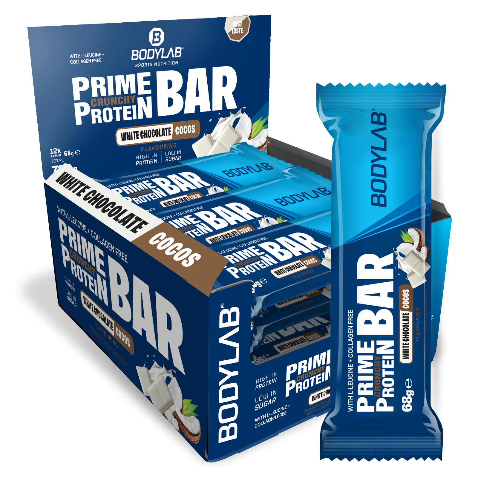 Prime Crunchy Protein Bar (12x65g) White Chocolate & Coconut