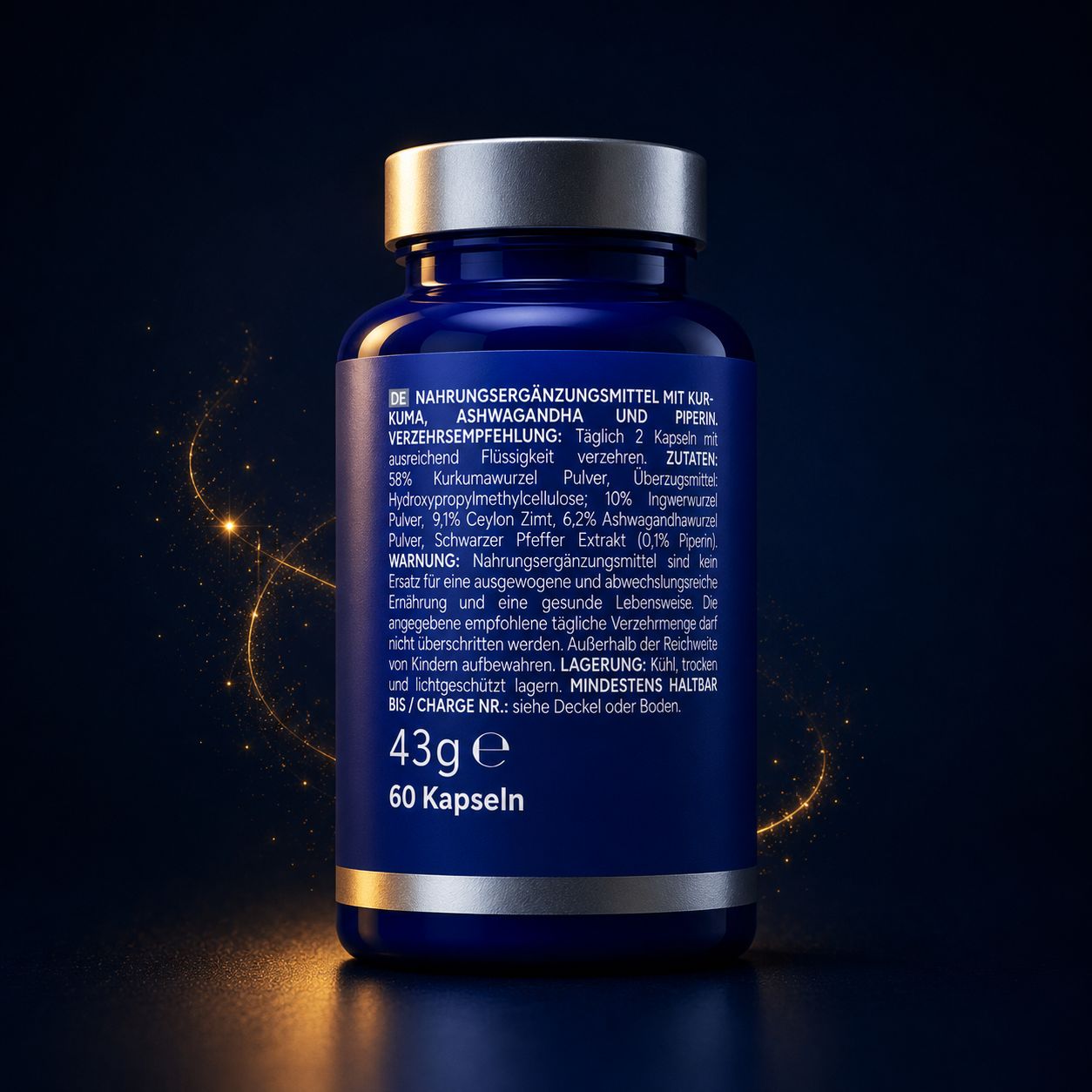 AURUM - Goldene Mischung mit Kurkuma, Ingwer, Zimt & Ashwagandha (60 Kapseln)