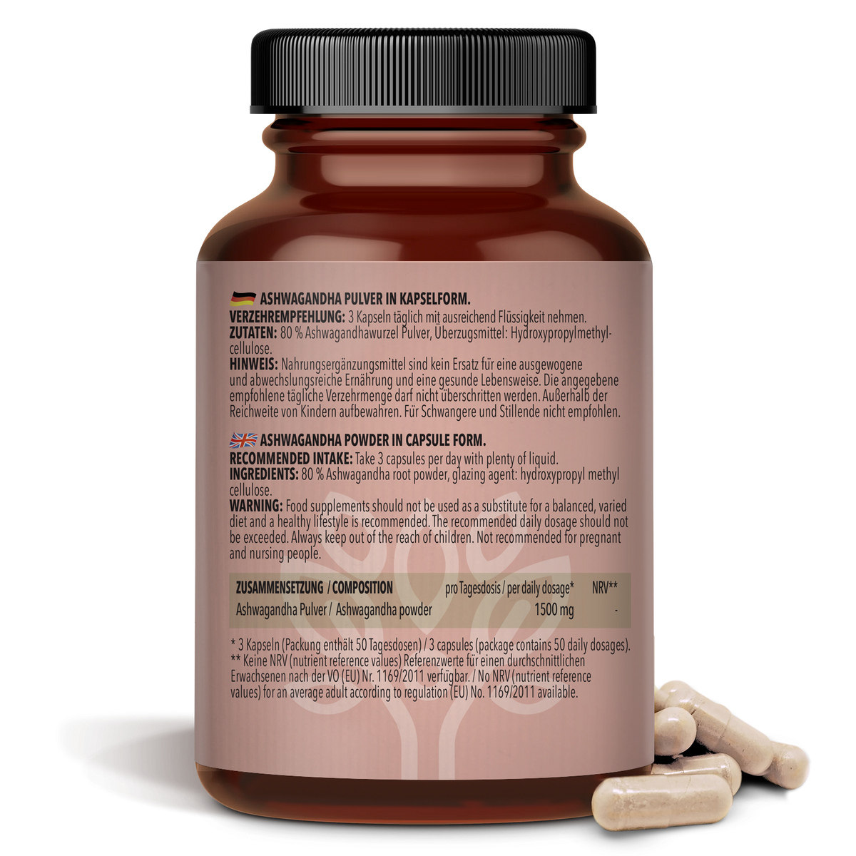 3 x Ashwagandha Pulver in Kapselform (3 x 150 Kapseln)