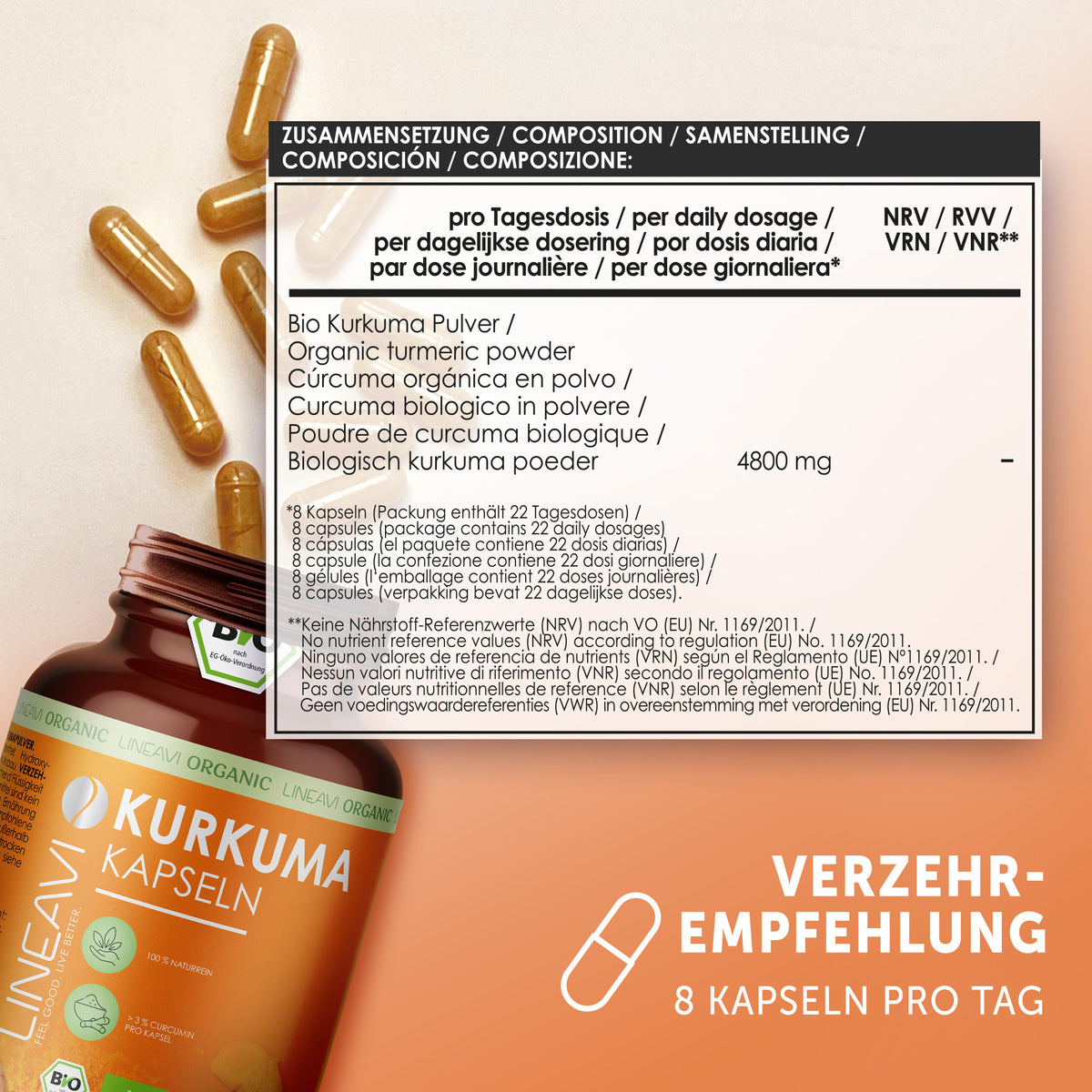 Doppelpack: Bio Kurkuma Kapseln (2x180 Kapseln)