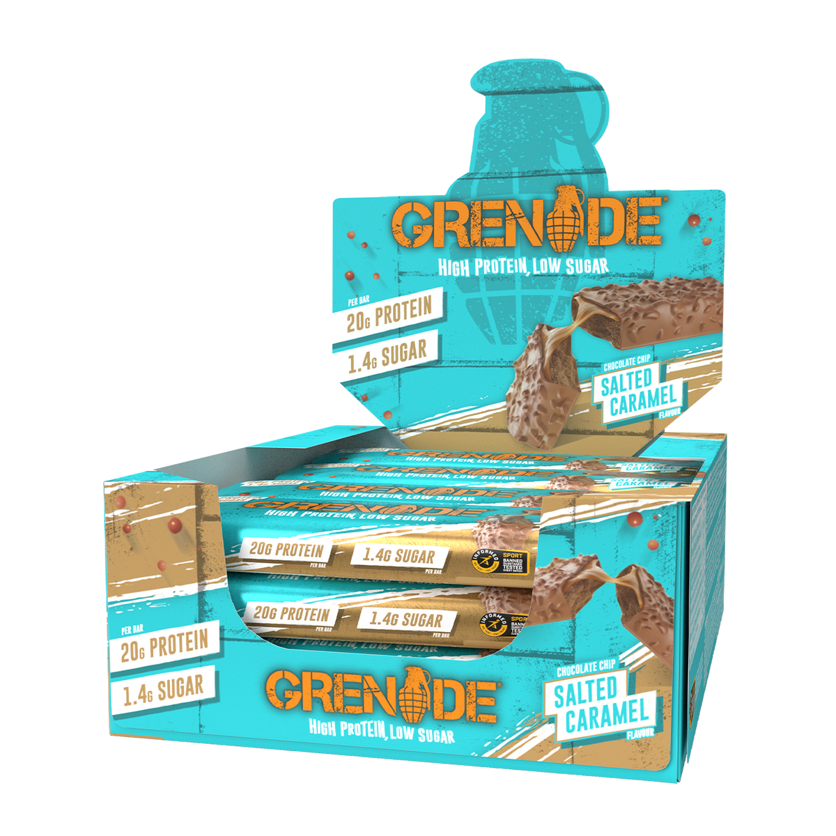 Grenade Protein Bar (12x60g) Choc Chip Salted Caramel