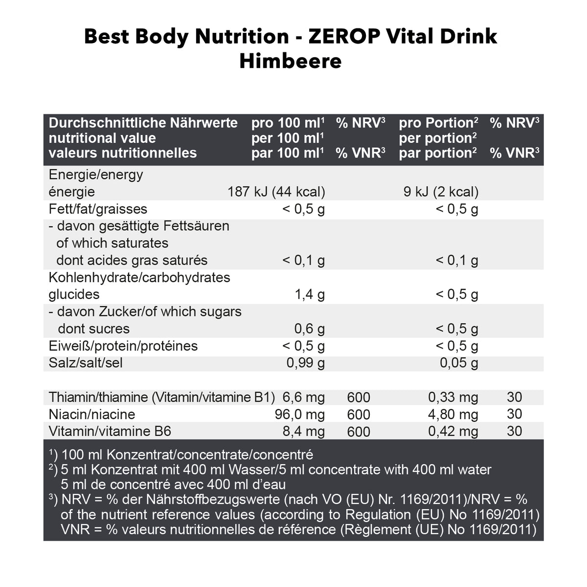 Vital Drink Zerop (1000ml) Himbeere