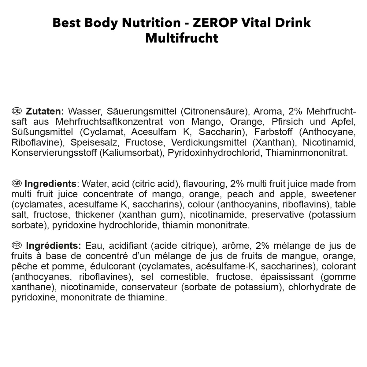 Vital Drink Zerop (1000ml) Multifrucht