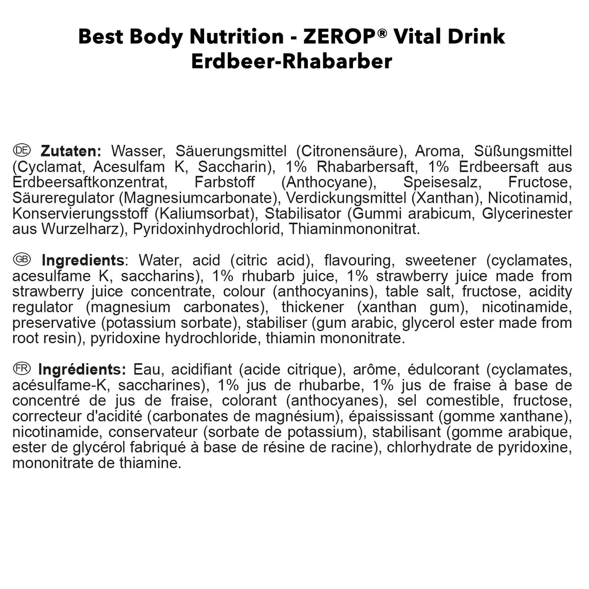 Vital Drink Zerop (1000ml) Erdbeer Rhabarber