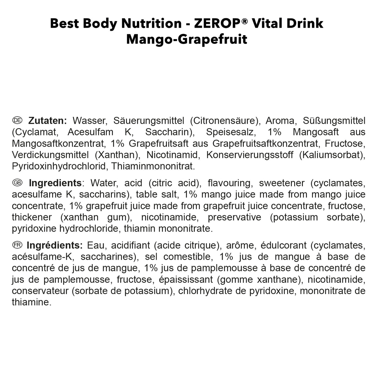 Vital Drink Zerop (1000ml) Mango Grapefruit