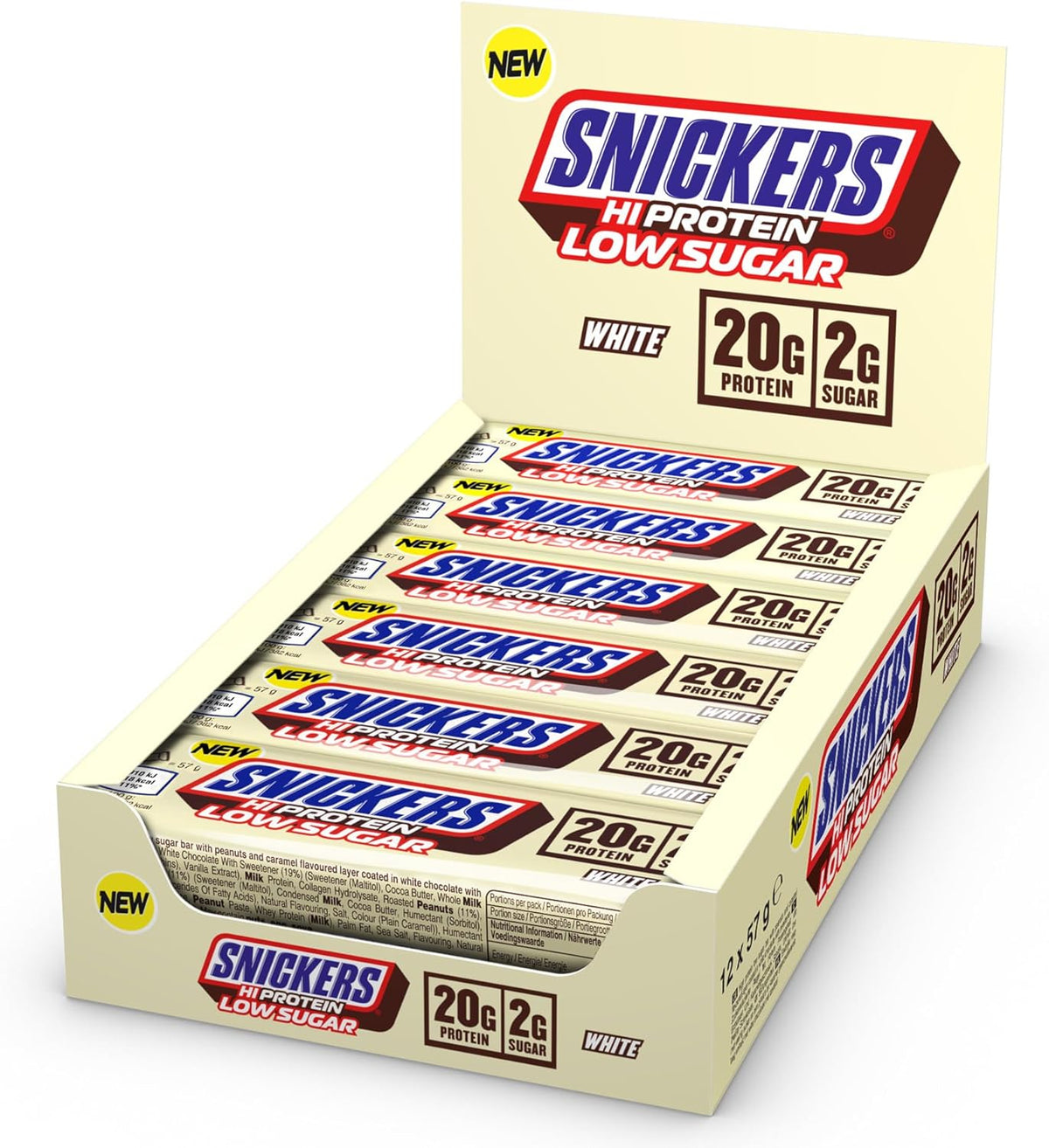 Snickers Low Sugar High Protein Bar (12x57g) White Chocolate