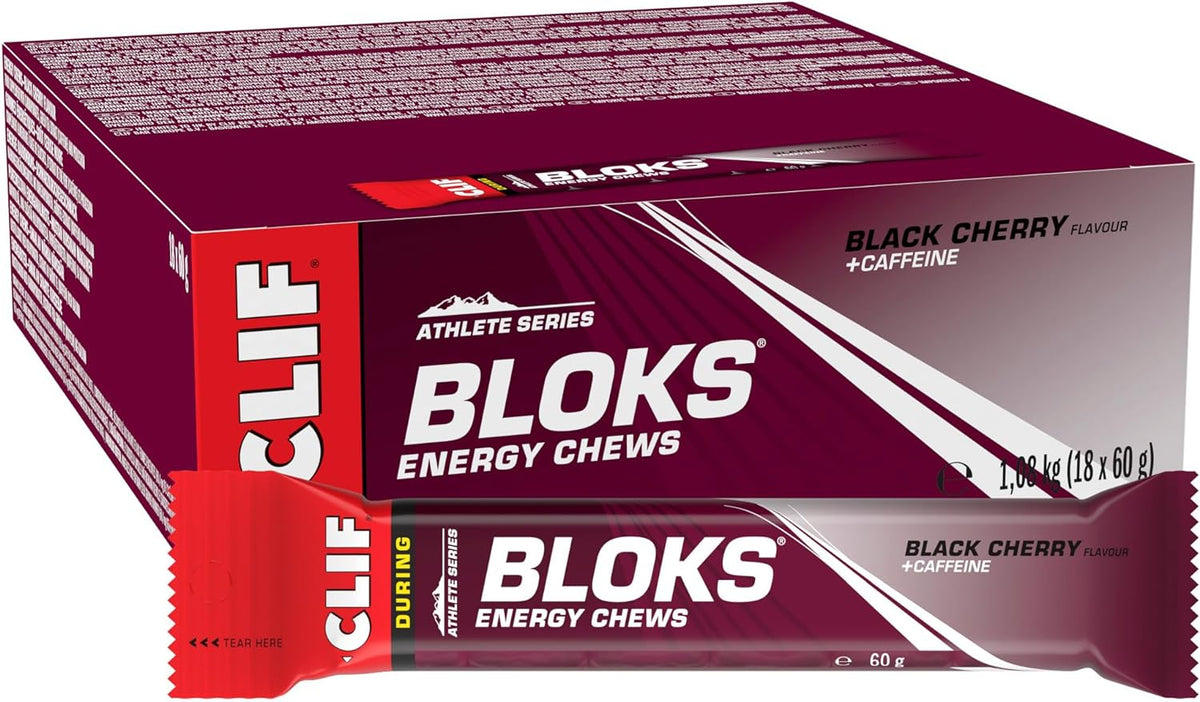 Clif Bloks Energy Chews (18x60g) Black Cherry + Koffein