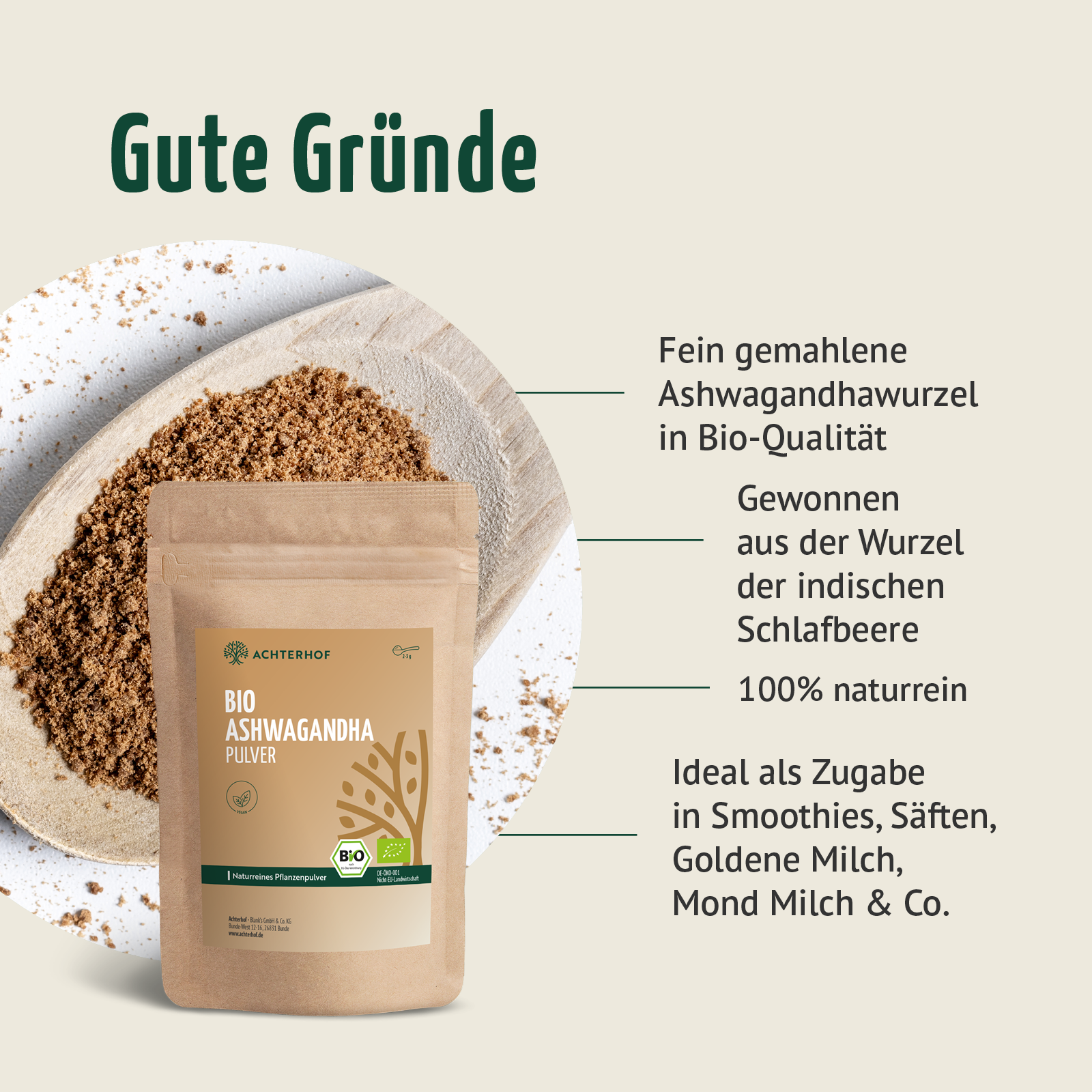 Bio Ashwagandha Pulver (1000g)