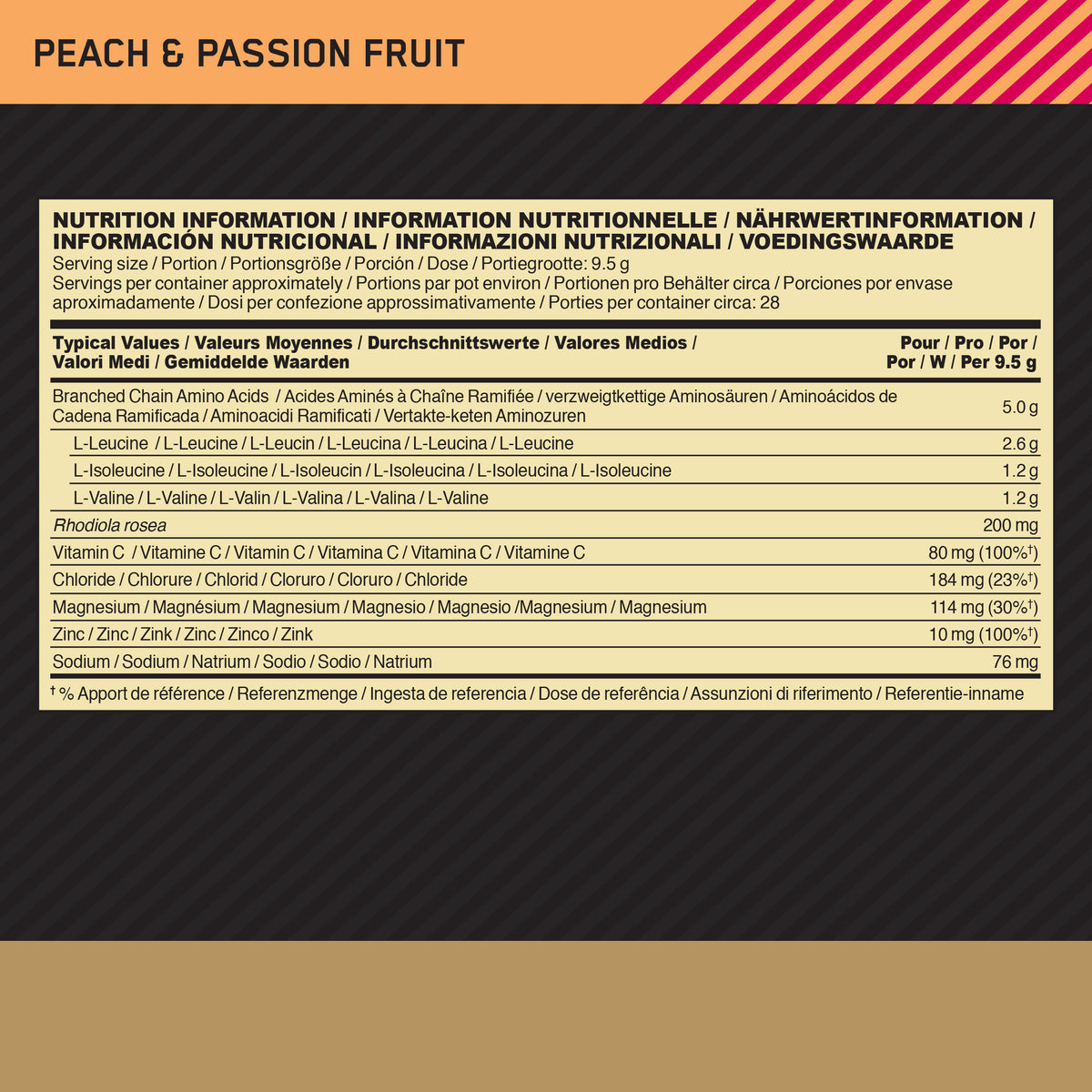 Gold Standard BCAA Train&Sustain (266g) Peach Passionfruit