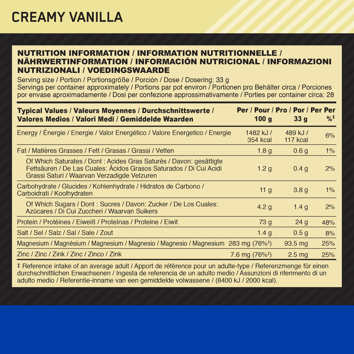 100% Casein (924g) Creamy Vanilla