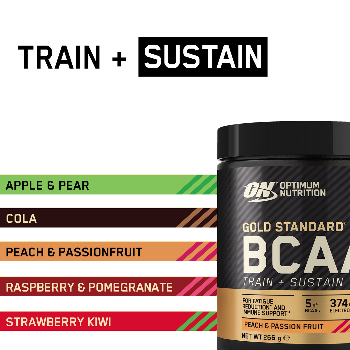 Gold Standard BCAA Train&Sustain (266g) Peach Passionfruit
