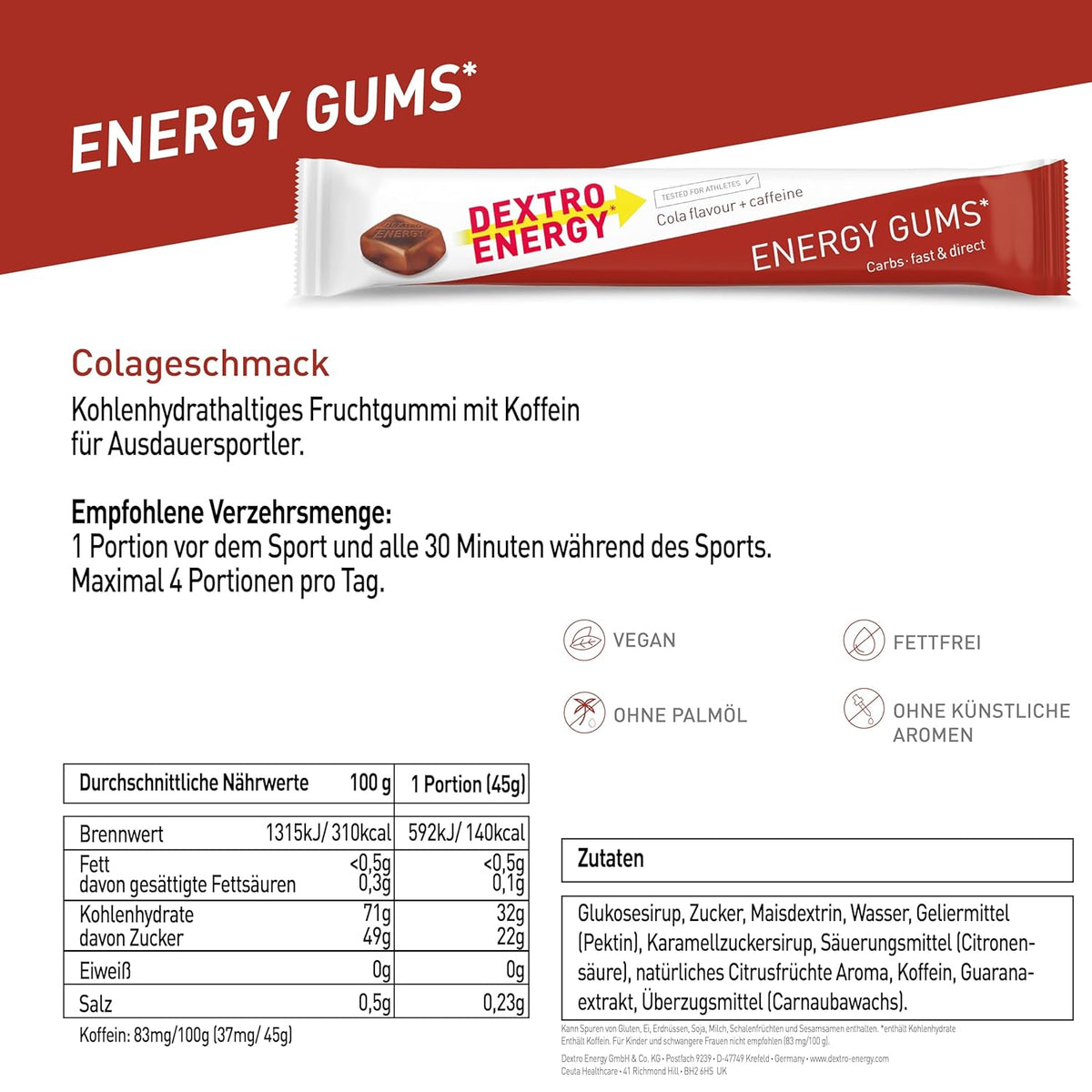 Energy Gums (8x45g) Cola + Caffeine