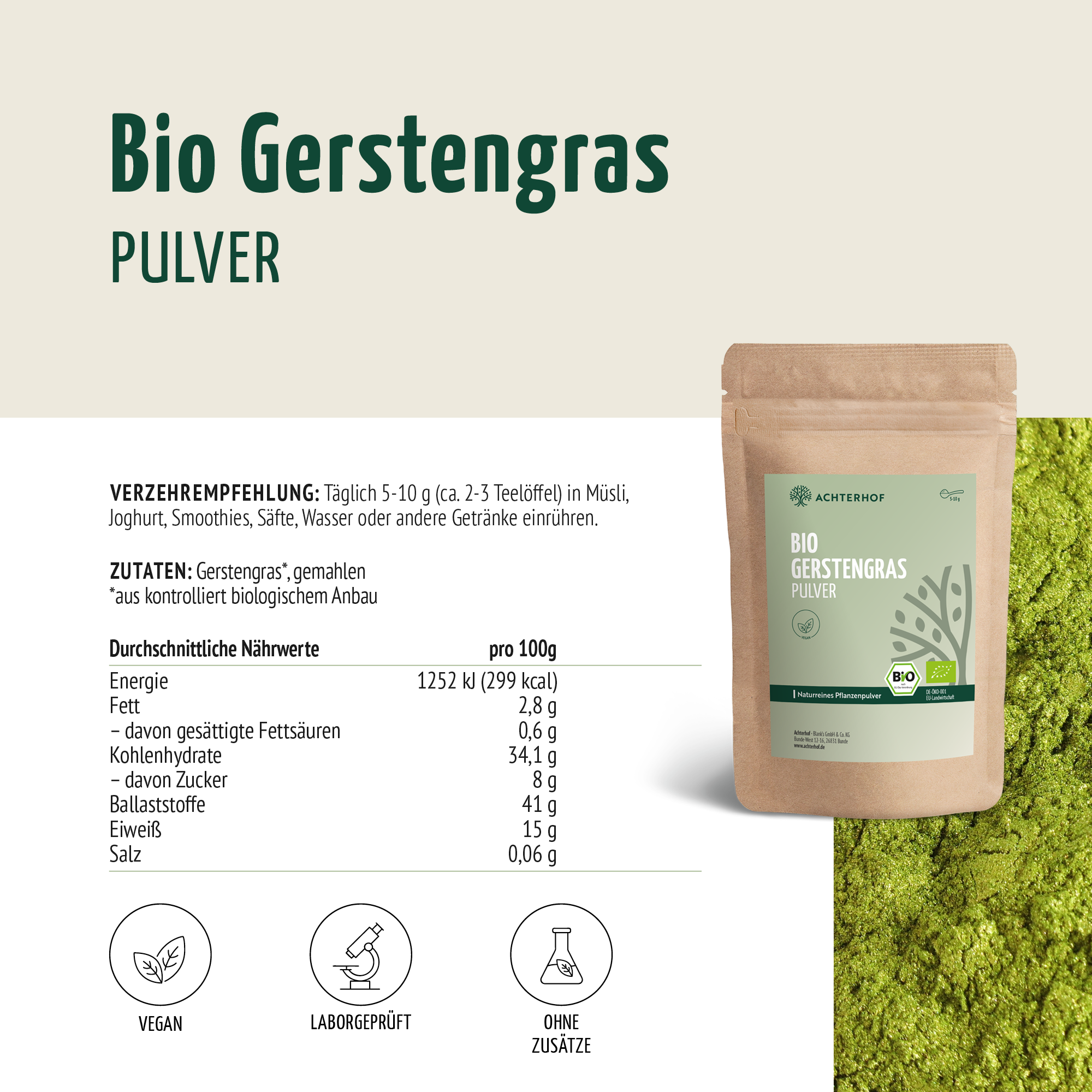 Bio Gerstengras Pulver (500g)