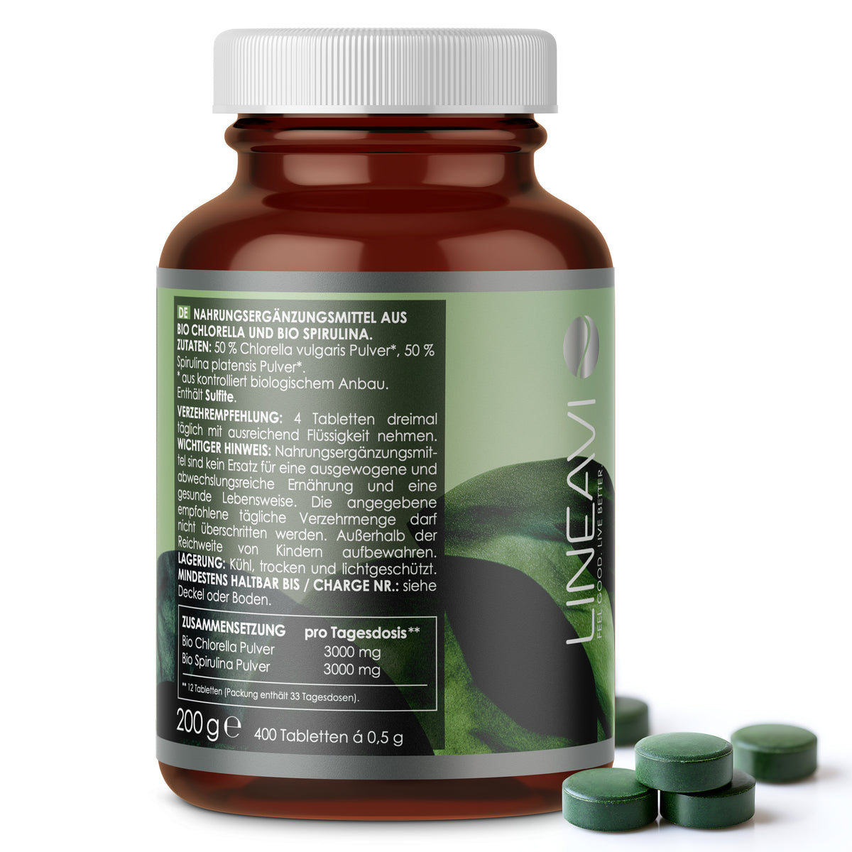 Bio Spirulina & Chlorella (400 Tabletten)