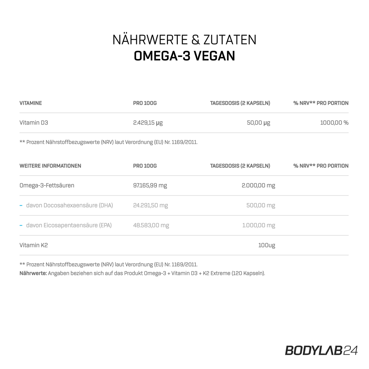 3 x Vegan Omega 3 (120 Kapseln)